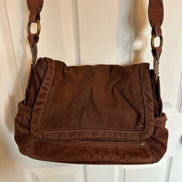 Fossil Chocolate Brown Messenger Bag with Decorative Strap - Picture 3 of 11